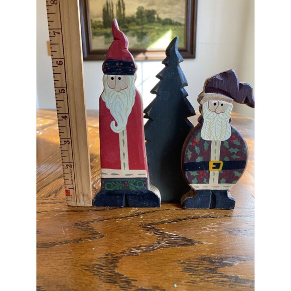 Vintage Christmas Handmade Wooden Santa & Tree Figurines - Picture 3 of 6